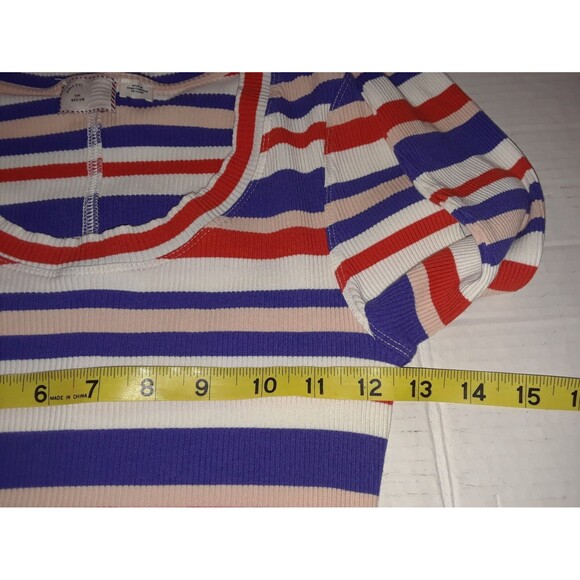 Anthropology 9-H15 STCL Blouse Size Med Multi-Colored Striped Long Sleeve Jersey - Picture 3 of 7